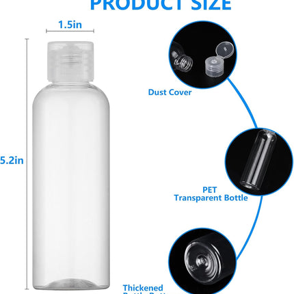 4 Pack 3.4 Oz (100ml) TSA Approved Travel Bottles for Toiletries Leakproof Plastic Travel Size Bottles with Labels.