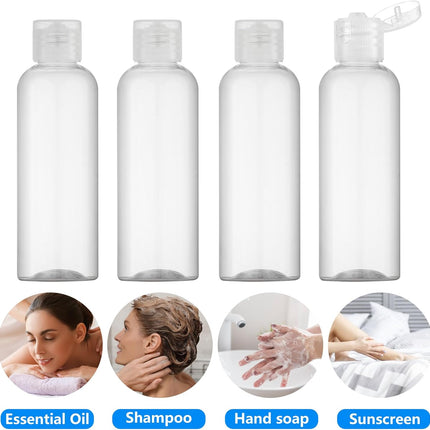 4 Pack 3.4 Oz (100ml) TSA Approved Travel Bottles for Toiletries Leakproof Plastic Travel Size Bottles with Labels.