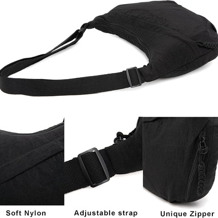 Crescent Bag for Women Men Nylon Crossbody Bags Multi-Pocket Sling Bag Roomy Hobo Bags Moon Bag Slouchy Dumpling Bag.