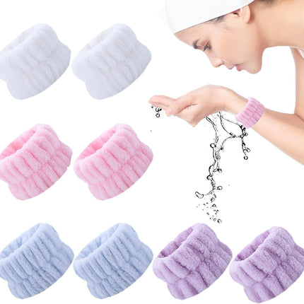 8PCS Wristbands for Washing Face, Microfiber Wrist Wash Bands, Towel Scrunchies Spa Face Wash Wristbands Prevent Water from Spilling Down Your Arms (4).