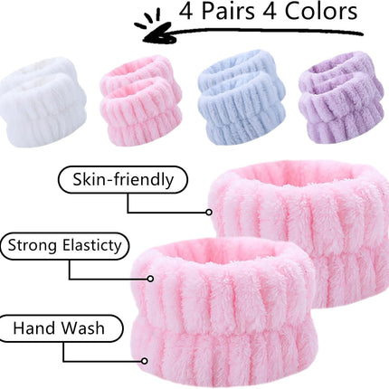 8PCS Wristbands for Washing Face, Microfiber Wrist Wash Bands, Towel Scrunchies Spa Face Wash Wristbands Prevent Water from Spilling Down Your Arms (4).