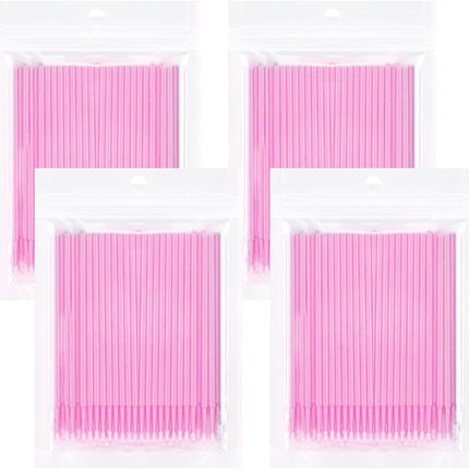 400PCS Micro Brush Disposable Micro Swabs for Eyelash Extension, Nails, Eyeliner(Head Diameter: 2.0mm Pink).