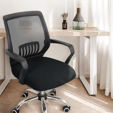 Office Chair Covers, Elastic Stretch Computer Chair Seat Slipcovers Super Fit Anti-dust Desk Seat Cover Spandex Removable Washable Kitchen Chair Protective Cover (Black).