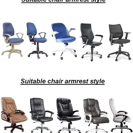 Removable Washable Office Chair Armrest Slipcovers Covers Pads (Black).