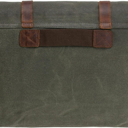 Vintage Genuine Leather Waxed Canvas Briefcase Large Satchel Shoulder Bag Rugged Computer 15.6" Laptop Bag.