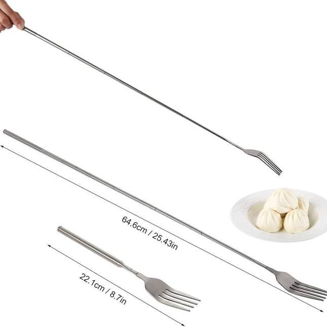 Adjustable Telescopic Fork Extendable Fork Long Fork Toasting Fork Extending Fork Extra Long Fork Extended Fork Stainless Steel, for Eating, Barbecue, Dinner, Dessert, Sausage, Vegetable(8.7~25.4In)….