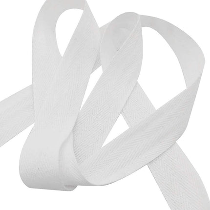 Natural Cotton Twill Tape 50 Yards 1 Inch Bunting Bias Tape Herringbone Webbing Tape Roll for Apron Sewing Dressmaking Craft (White).