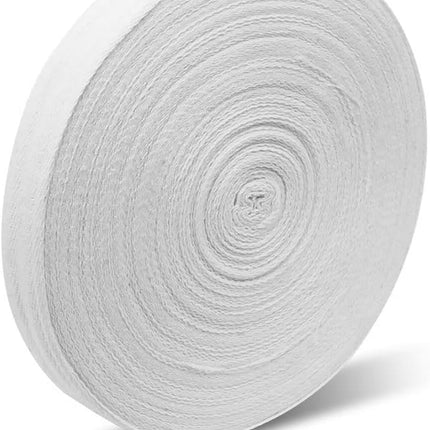 Natural Cotton Twill Tape 50 Yards 1 Inch Bunting Bias Tape Herringbone Webbing Tape Roll for Apron Sewing Dressmaking Craft (White).