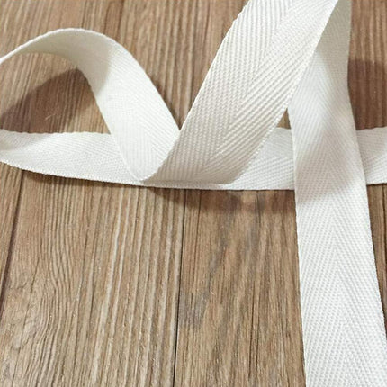 Natural Cotton Twill Tape 50 Yards 1 Inch Bunting Bias Tape Herringbone Webbing Tape Roll for Apron Sewing Dressmaking Craft (White).