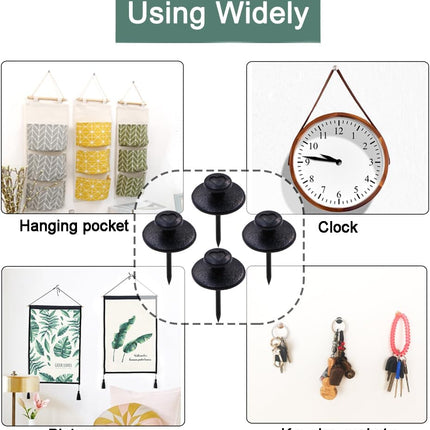 60 PCS Double Headed Picture Hanging Nails, Wall Hangers Without Nails, Thumb Tacks for Wall Hangings Picture, Renter Friendly Decor Push Pins for Tapestry Frame Art.
