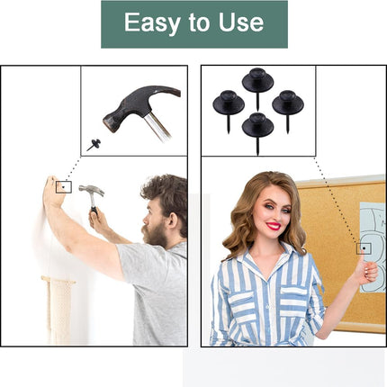 60 PCS Double Headed Picture Hanging Nails, Wall Hangers Without Nails, Thumb Tacks for Wall Hangings Picture, Renter Friendly Decor Push Pins for Tapestry Frame Art.