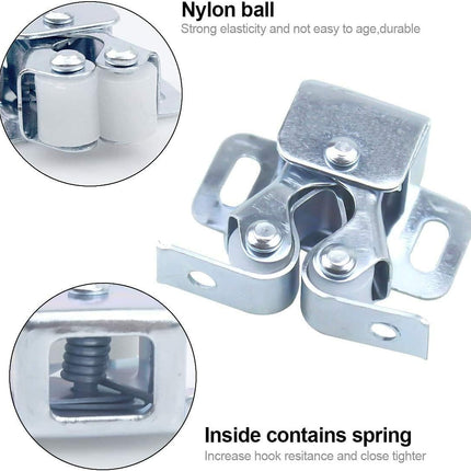 12 Pcs Double Roller Catch, Heavy Duty Door Catches Ball Latch with Screws for Cabinet/Closet/Doors/Cupboard.