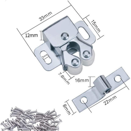 12 Pcs Double Roller Catch, Heavy Duty Door Catches Ball Latch with Screws for Cabinet/Closet/Doors/Cupboard.