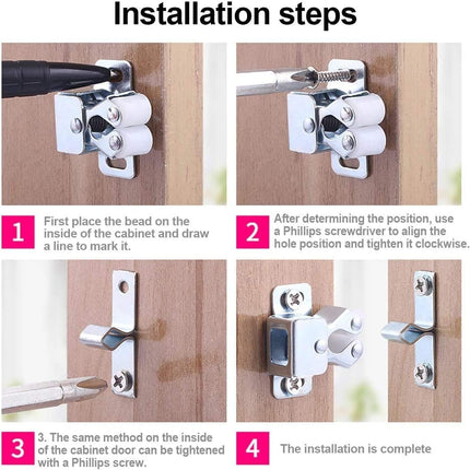 12 Pcs Double Roller Catch, Heavy Duty Door Catches Ball Latch with Screws for Cabinet/Closet/Doors/Cupboard.