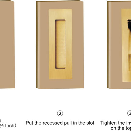 Recessed Finger Flush Pulls for Pocket, Sliding Barn Door - Brushed Gold Stainless Steel Rectangular Door Pulls (2 Pack) 6 Inch.