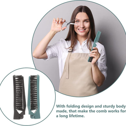 2Pcs Small Double Folding Hair Brush： Hair Styling Salon Brush Comb Folding Comb Double Use Comb for Curly And Straight Hair.