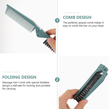 2Pcs Small Double Folding Hair Brush： Hair Styling Salon Brush Comb Folding Comb Double Use Comb for Curly And Straight Hair.