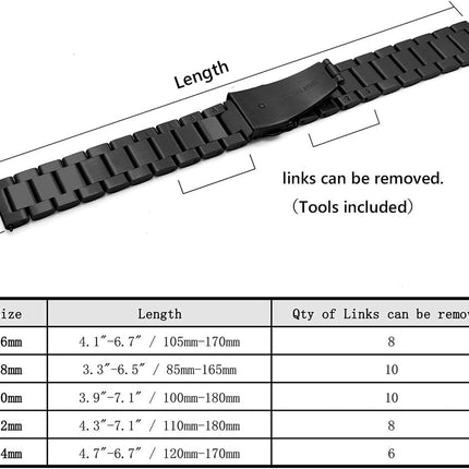 Quick Release Watch Strap,16mm 18mm 20mm 22mm 24mm Premium Solid Stainless Steel Watch Band Replacement.