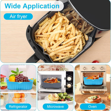 Air Fryer Liner Square 2 Pack 8.6 Inch Silicone Airfryer Liners 4-7 QT Reusable Air Fryer Silicone Liners Pot Oven Liner Baking Tray, Air Fryer Basket Silicone Mat Bowl Air Fryer Accessories Kitchen.
