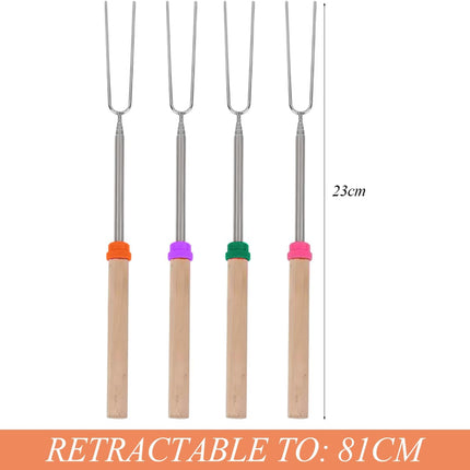 Marshmallow Roasting Sticks Smores Kit Telescoping Long 31 to 81cm Smores Sticks Hot Dog Fork Barbecue Forks for Grilling Campfire Camping BBQ 4 Pack.