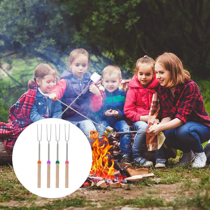 Marshmallow Roasting Sticks Smores Kit Telescoping Long 31 to 81cm Smores Sticks Hot Dog Fork Barbecue Forks for Grilling Campfire Camping BBQ 4 Pack.