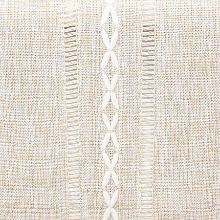 Fall Table Runner Farmhouse Rustic Style 13“ x 90”, Braided Striped Linen Cream Table Runner 90 Inches Long with Tassels for Dining Room Kitchen Reading Dresser Décor,Ivory White.