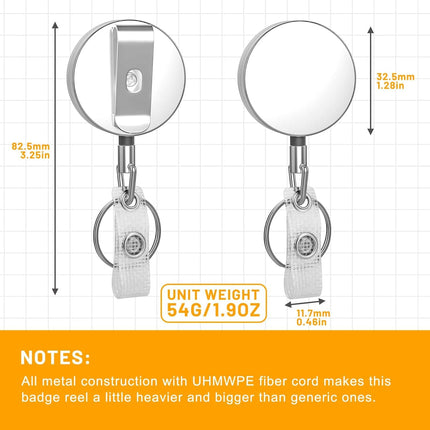Metal Badge Reels - 3 Pcs Retractable Badge Holder with Belt Clip Key Ring for ID, Key, Name Card Holder.