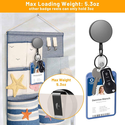 Metal Badge Reels - 3 Pcs Retractable Badge Holder with Belt Clip Key Ring for ID, Key, Name Card Holder.