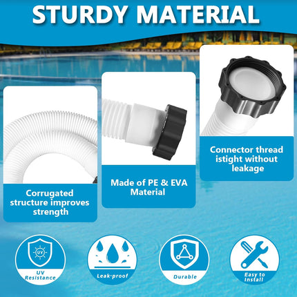 2 Pcs Pool Hoses for Above Ground Pools 1 1/2 Inch Diameter 59" Long Pool Pump Hose Replacement Filter Pump Hose Accessories.