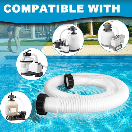 2 Pcs Pool Hoses for Above Ground Pools 1 1/2 Inch Diameter 59" Long Pool Pump Hose Replacement Filter Pump Hose Accessories.