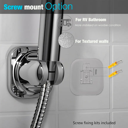 Handheld Shower Head Holder - 5 Angles Adjustable - Concealed Adhesive Mount (Holder Only).