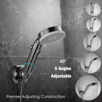 Handheld Shower Head Holder - 5 Angles Adjustable - Concealed Adhesive Mount (Holder Only).