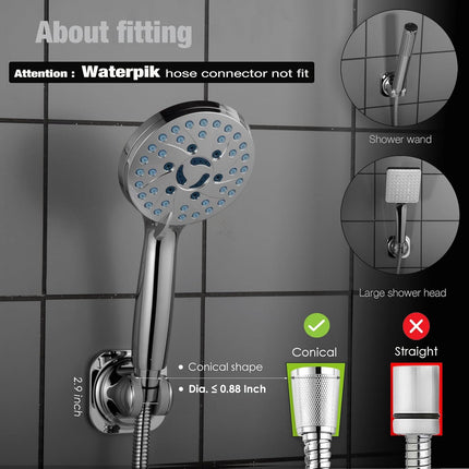 Handheld Shower Head Holder - 5 Angles Adjustable - Concealed Adhesive Mount (Holder Only).