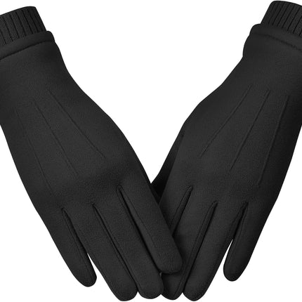 Womens Winter Suede Gloves With Touch Screen Texting Finger Wool Lined Windproof Warm Fashion Dress Gloves.