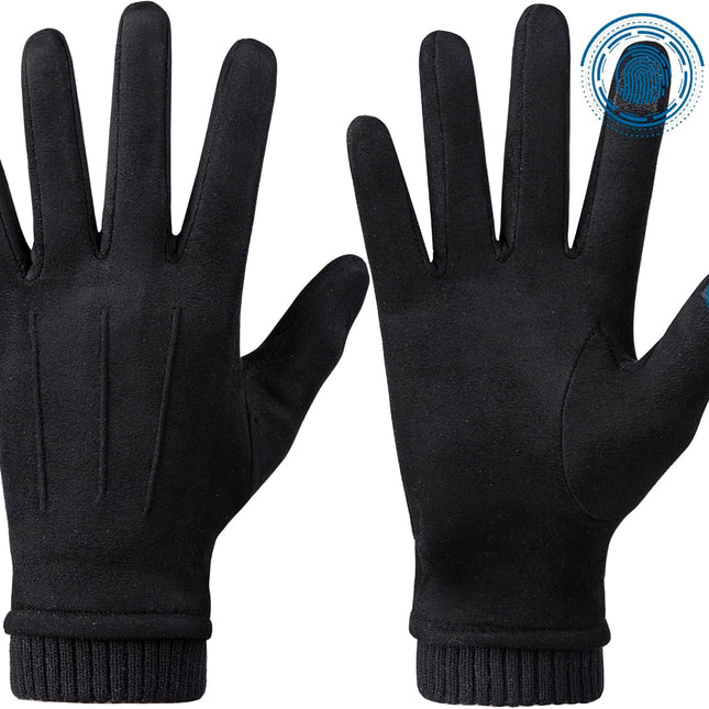 Womens Winter Suede Gloves With Touch Screen Texting Finger Wool Lined Windproof Warm Fashion Dress Gloves.