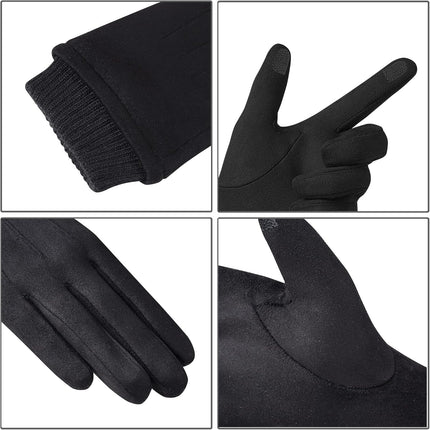 Womens Winter Suede Gloves With Touch Screen Texting Finger Wool Lined Windproof Warm Fashion Dress Gloves.