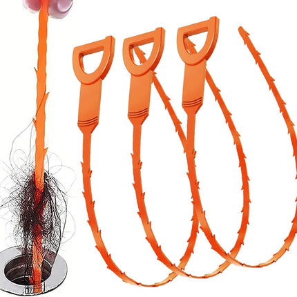 25 Inch Drain Snake Clog Remover:3 Pcs Hair Clog Auger, Drain Cleaner Tool Suitable for Dredging Clogged Pipes, Sink, Shower Drains(Orange).