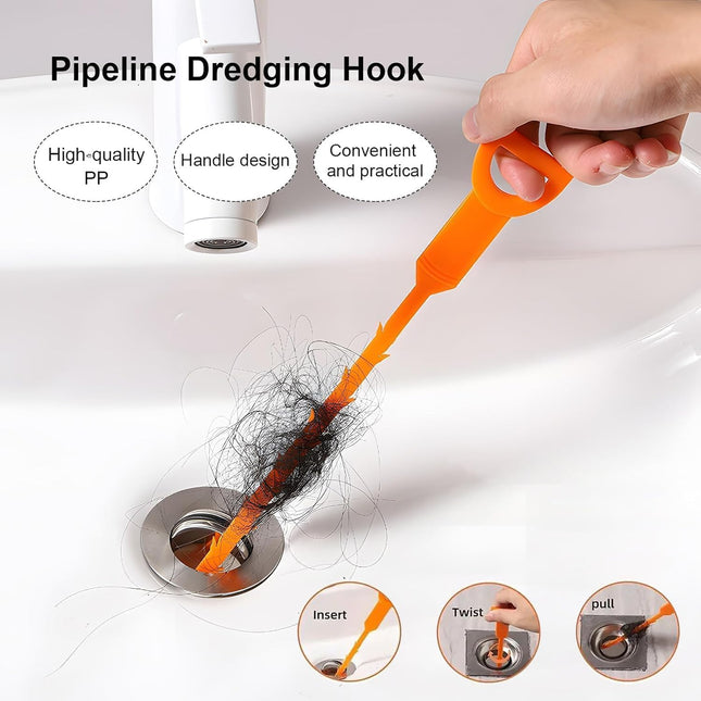25 Inch Drain Snake Clog Remover:3 Pcs Hair Clog Auger, Drain Cleaner Tool Suitable for Dredging Clogged Pipes, Sink, Shower Drains(Orange).