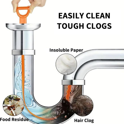 25 Inch Drain Snake Clog Remover:3 Pcs Hair Clog Auger, Drain Cleaner Tool Suitable for Dredging Clogged Pipes, Sink, Shower Drains(Orange).