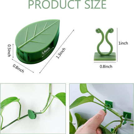 100 Pcs Plant Climbing Wall Fixture Clips Self-Adhesive Hook Vines Traction Clips Invisible Holder Garden Green Leaf Simulation Self-Adhesive Hook Wire Fixing Supporting.