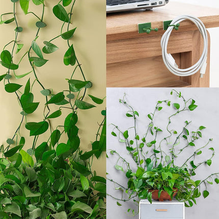 100 Pcs Plant Climbing Wall Fixture Clips Self-Adhesive Hook Vines Traction Clips Invisible Holder Garden Green Leaf Simulation Self-Adhesive Hook Wire Fixing Supporting.