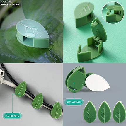 100 Pcs Plant Climbing Wall Fixture Clips Self-Adhesive Hook Vines Traction Clips Invisible Holder Garden Green Leaf Simulation Self-Adhesive Hook Wire Fixing Supporting.