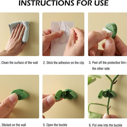 100 Pcs Plant Climbing Wall Fixture Clips Self-Adhesive Hook Vines Traction Clips Invisible Holder Garden Green Leaf Simulation Self-Adhesive Hook Wire Fixing Supporting.