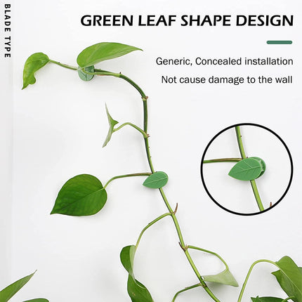 100 Pcs Plant Climbing Wall Fixture Clips Self-Adhesive Hook Vines Traction Clips Invisible Holder Garden Green Leaf Simulation Self-Adhesive Hook Wire Fixing Supporting.