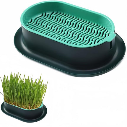 Cat Grass Planter Hydroponic Cat Grass (No Seeds Included) Catnip Wheatgrass Seed Sprout Tray Nursery Plant Plng Box for IndoorSoill.