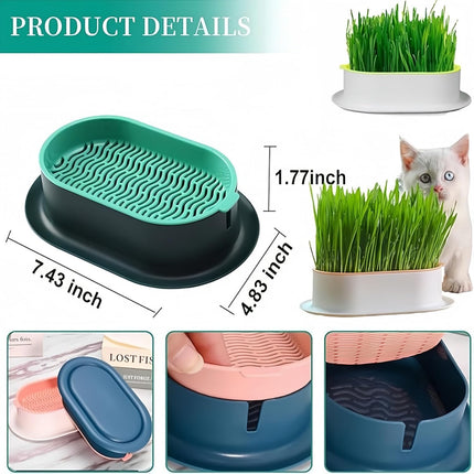 Cat Grass Planter Hydroponic Cat Grass (No Seeds Included) Catnip Wheatgrass Seed Sprout Tray Nursery Plant Plng Box for IndoorSoill.