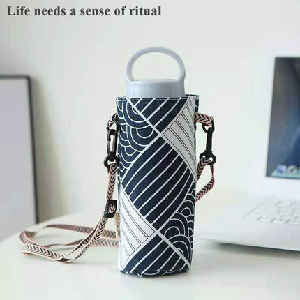 2 PCS Water Bottle Bag,Water Bottle Carrier Bag Case Floral Printing Bottle Pouch Holder Portable Water Bottle Holder Pouch Cover Portable Bottle Cover Bags with Adjustable Shoulder Strap,for Hiking.