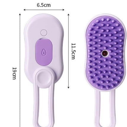 Puffease Spritz Defur Comb for Cats Dogs, Steam Pet Brush with Spray Function, Spray Defur Comb for Pet Bathing, Shedding & Grooming (Purple).