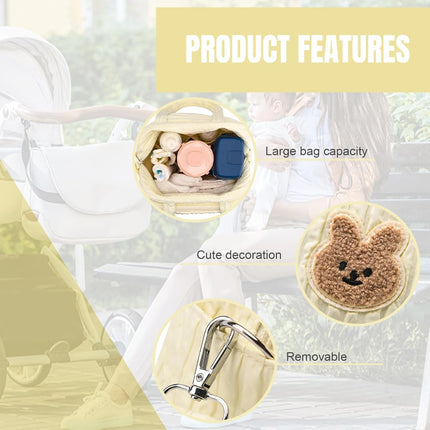 Diaper Tote Bag, 9.5inch Tote Diaper Bag with Plush Doll Pendant, Adjustable Strap & Handle, Large Mommy Bag, Portable Baby Nappy Bag, Travel Baby Bag for Mom (Yellow).