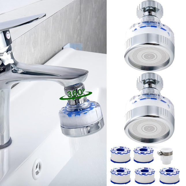 Faucet Water Filter, 360 Degree Rotating Mount Filters Purifier Kitchen Tap Filtration Removes Chlorine Fluoride Heavy Metals Hard for Home Bathroom & Kitchen(2 Pcs).,Black,Yellow.